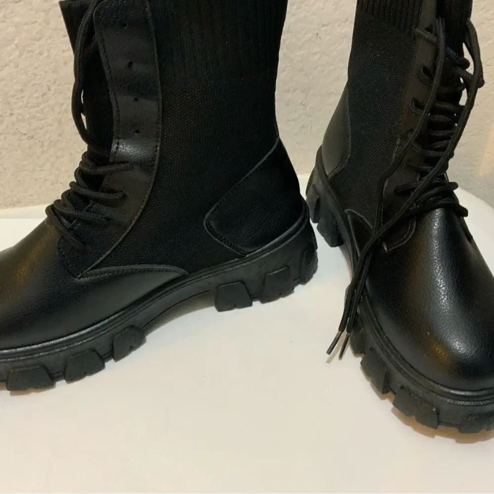Brand new FashionNova Booties chunky black lace up size 11 - Picture 8 of 13